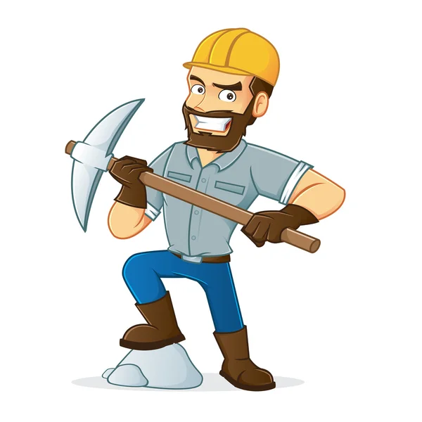 Smiling Miner with tool — Stock Vector