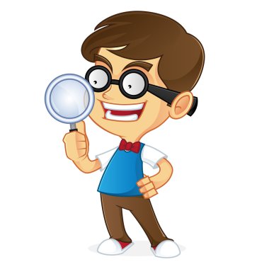 Nerd Geek büyüteç tutan