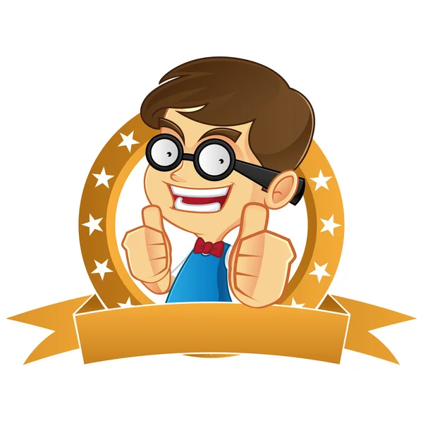 Nerd Geek giving thumbs up — Stock Vector