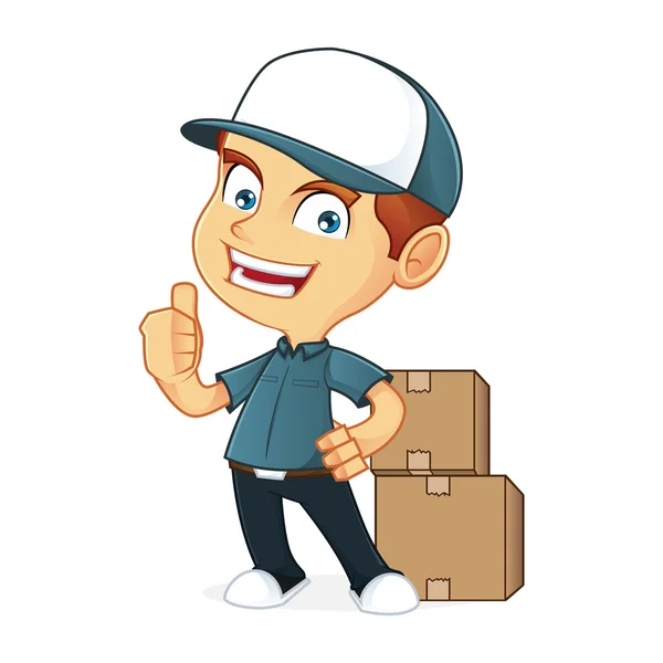 Deliveryman giving hüvelykujj megjelöl — Stock Vector