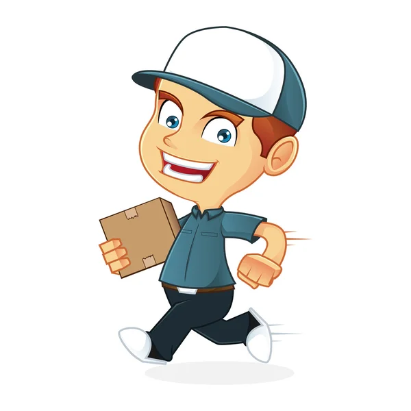 Deliveryman holding package — Stock Vector