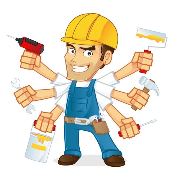 Handyman Mascota Vector — Vector de stock