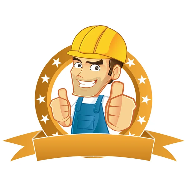 Handyman dando pulgares hacia arriba — Vector de stock