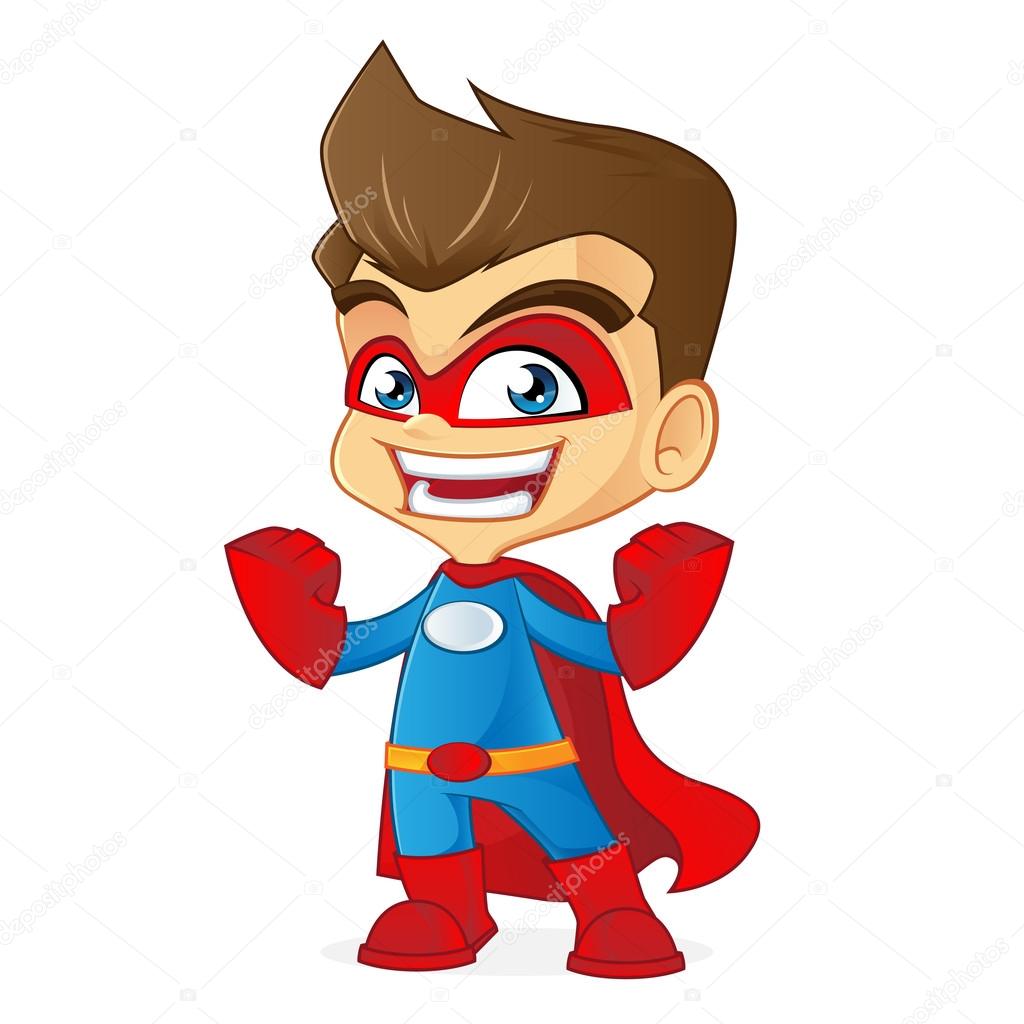 Cartoon illustration of a superhero