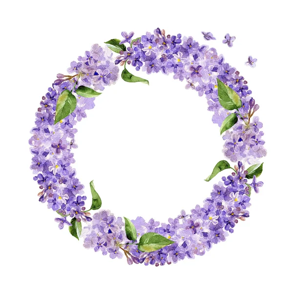 Acuarela lila flores marco — Foto de Stock