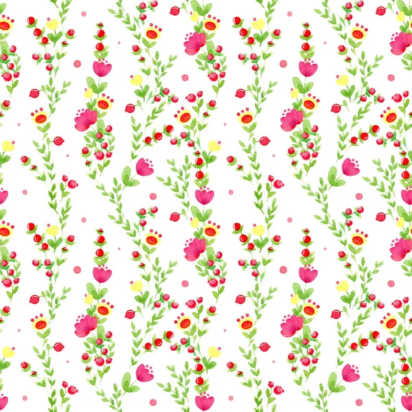 Aquarelle Motif Floral Sans Couture Guirlande Fleurs Avec Des Fleurs — Photo