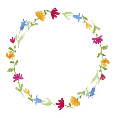 suluboya çiçek çerçevesi