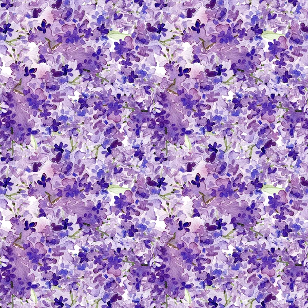 Acuarela sin costuras fondo flores lila — Foto de Stock