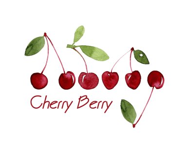 Suluboya kiraz illüstrasyon