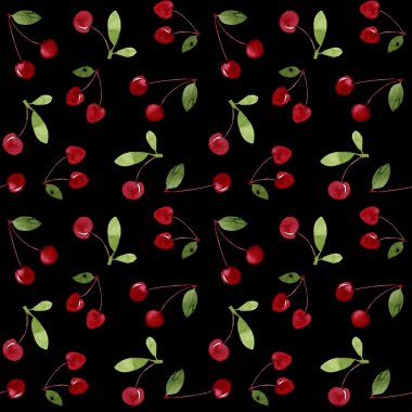 Kiraz ile sulu boya Dikişsiz desen