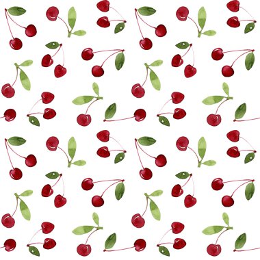 Kiraz ile sulu boya Dikişsiz desen