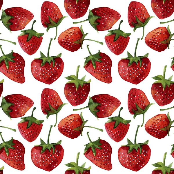 无缝模式。水彩草莓. — 图库照片