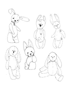 Teddy bunnies mürekkep çizimi ayarla