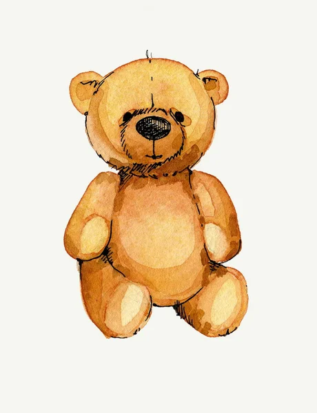Watercolor illustration of teddy bear — Stock Photo, Image