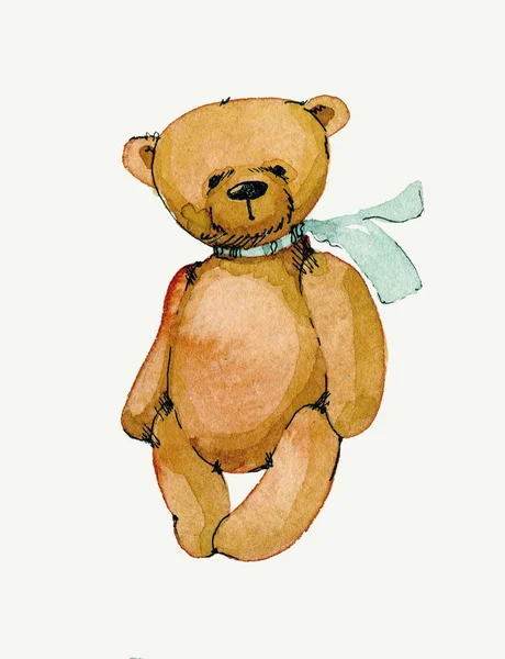 Aquarell-Illustration von Teddybär — Stockfoto