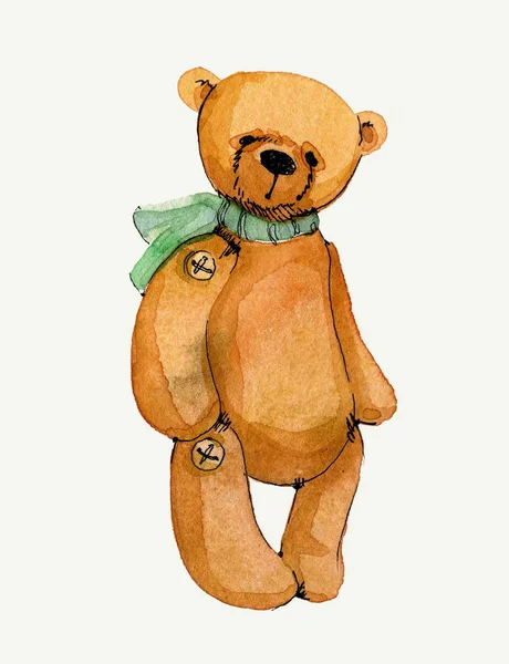 Watercolor illustration of teddy bear — Stock Photo, Image