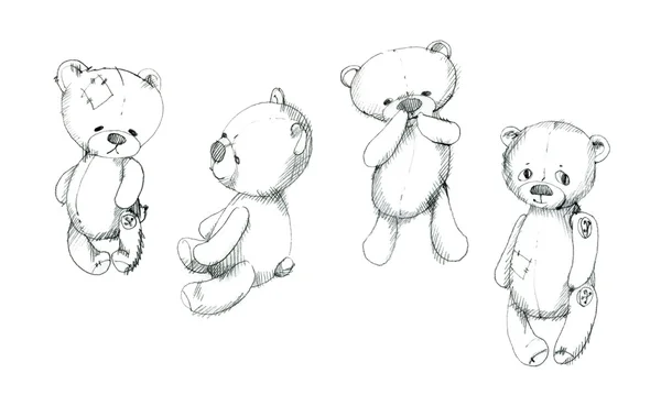 Hand drawn sketch of teddy bears. — Stock Photo, Image