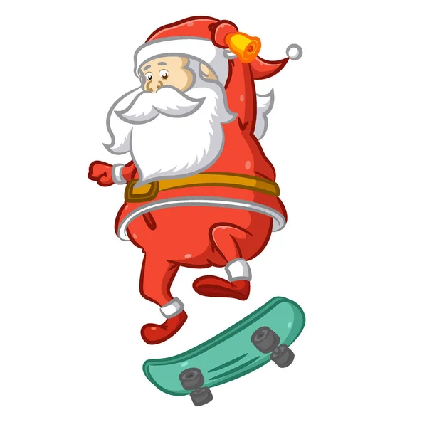 Illustrazione Del Babbo Natale Che Salta Dallo Skate Board Fare — Vettoriale Stock
