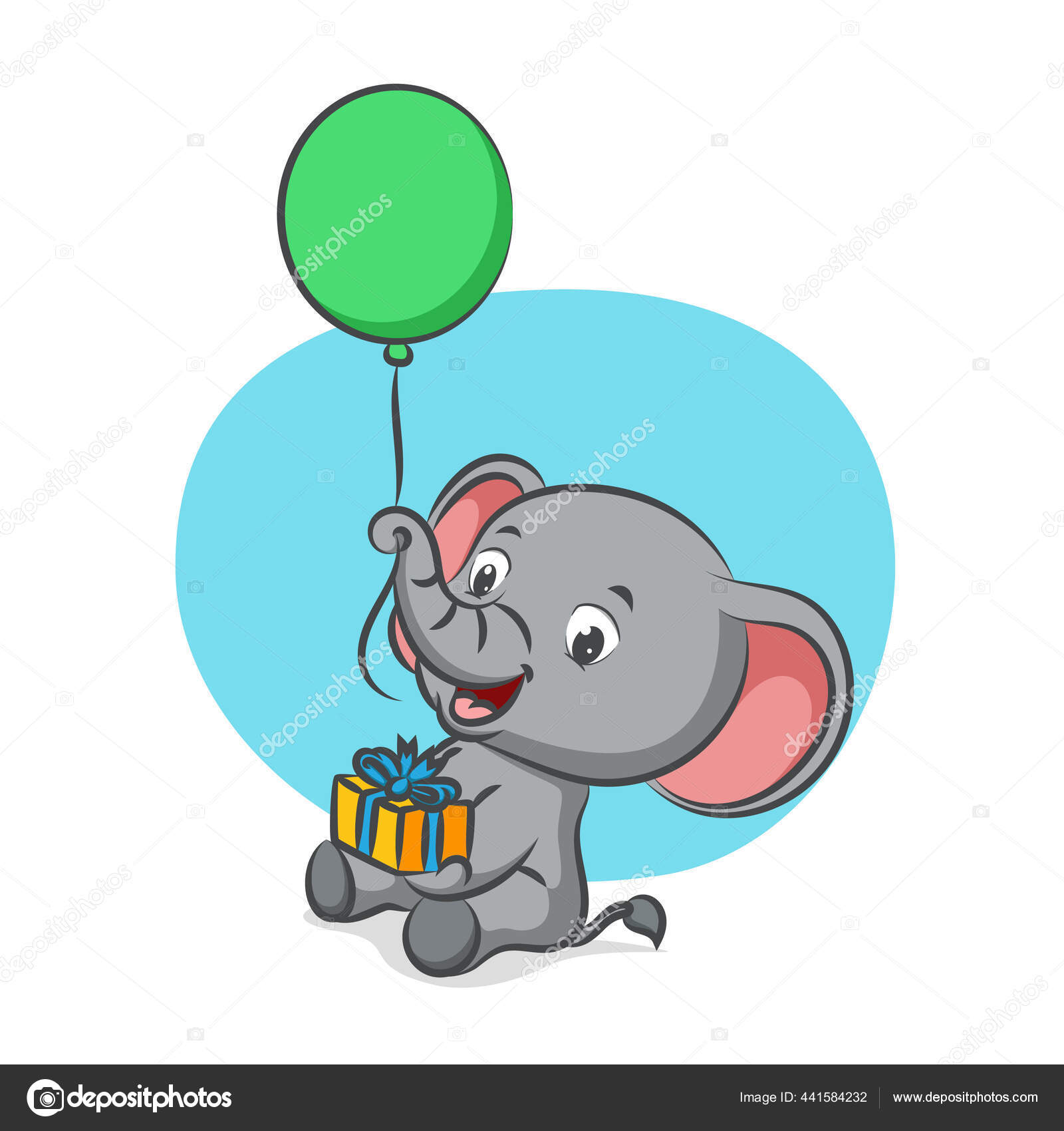 Gajah Kecil Itu Memegang Balon Dengan Belalainya Dan Memegang