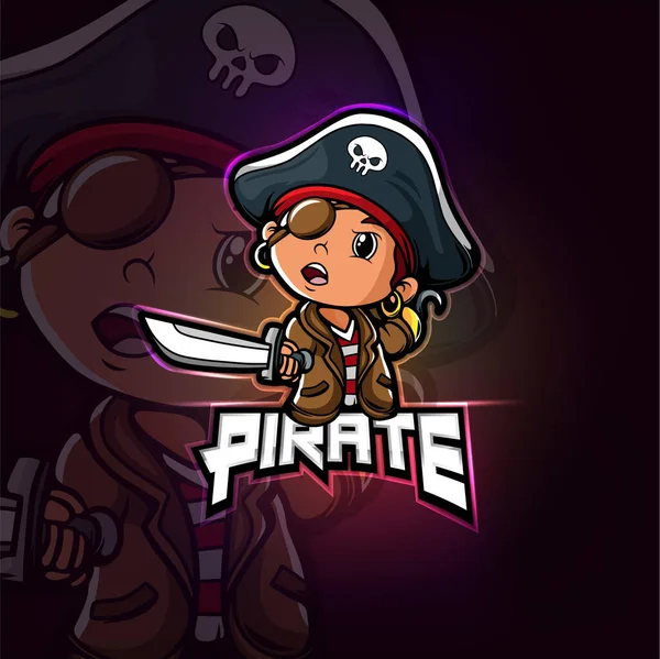 Pirate Mascot Esport Logo Design Illustration — Stock Vector