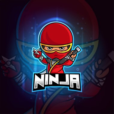 Ninja maskot esport logosu çizimi