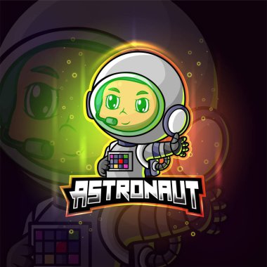 Astronot maskot esport logosu çizimi