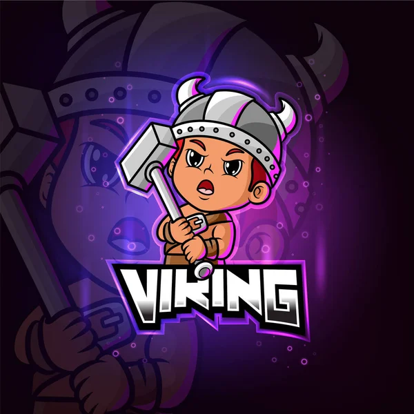 Mascotte Viking Esport Logo Design Illustration — Image vectorielle