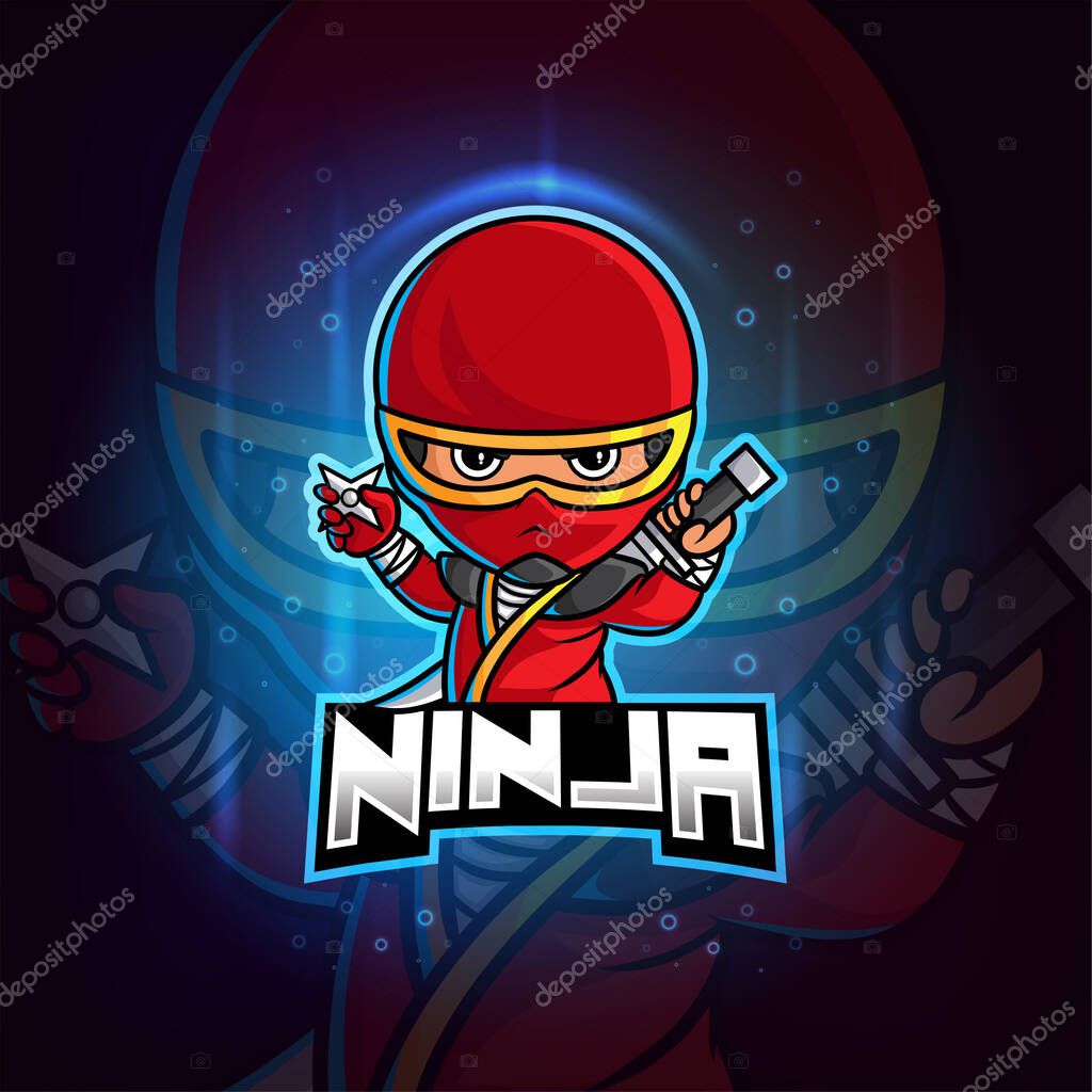 The ninja mascot esport logo design of illustration