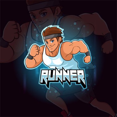 Profesyonel koşucu esport maskot tasarımı.