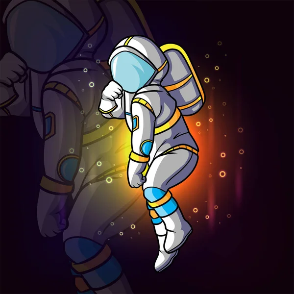 Der Coole Astronaut Tanzt Mit Dem Leuchtanzug Der Illustration — Stockvektor