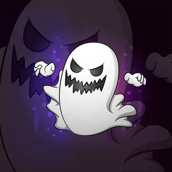 Diseño Sonriente Del Logo Esport Fantasma Ilustración — Vector de stock