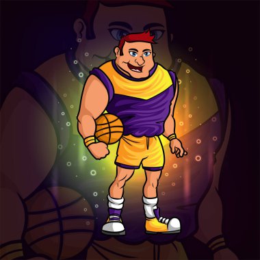 Havalı basketbol oyuncusu esport maskotu tasarımı