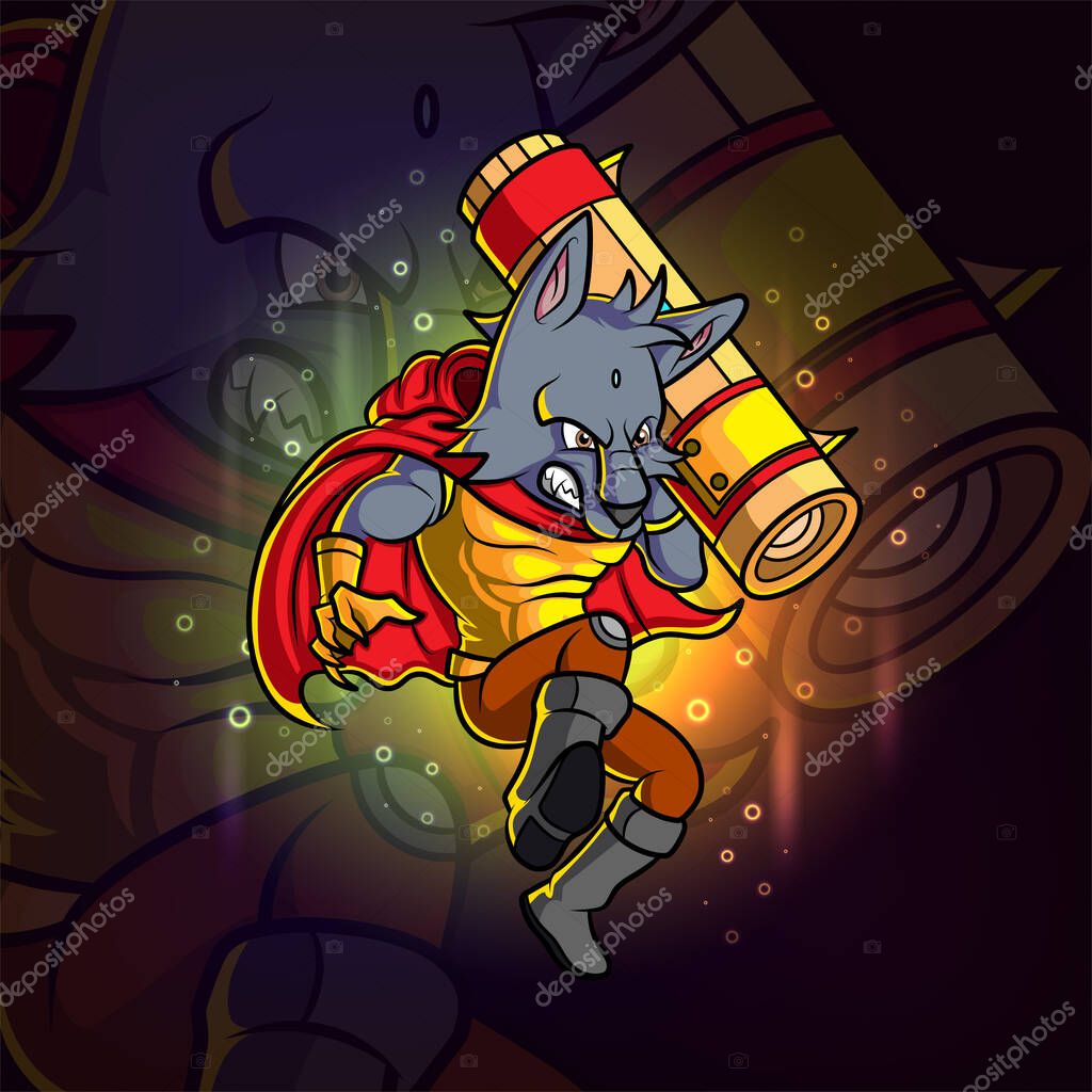 The cool wolf esport mascot design of illustration