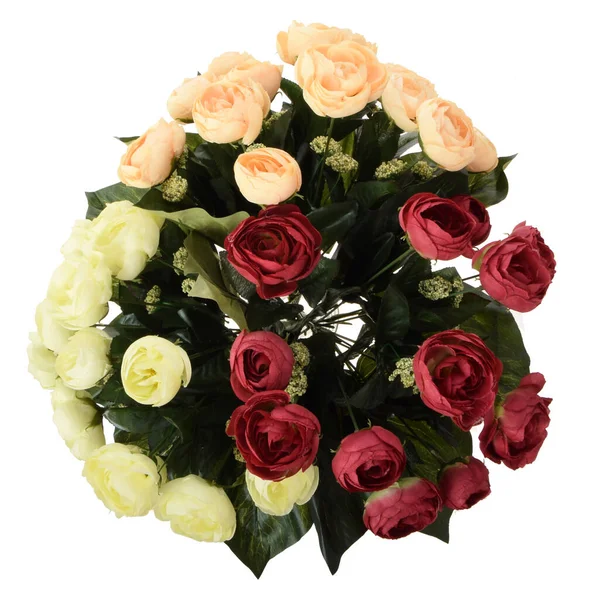 Kytice Krásné Růže Izolované Bílém Pozadí — Stock fotografie