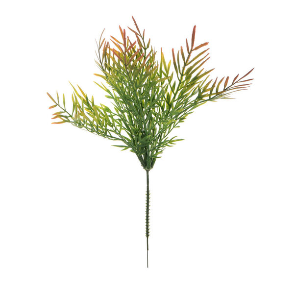 green artificial leaves isolated on white background