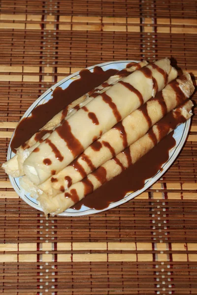 코 티 지 치즈 초콜릿 팬케이크. — 스톡 사진