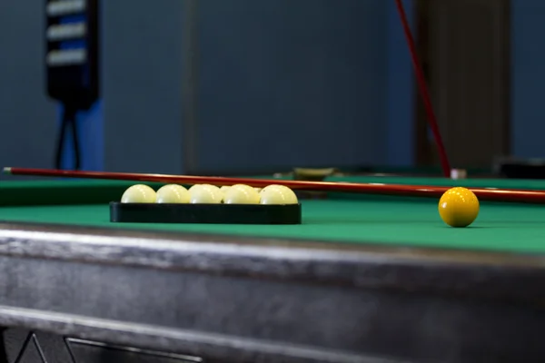 Large pool table for Russian billiards with balls on the table. — Stock Photo, Image