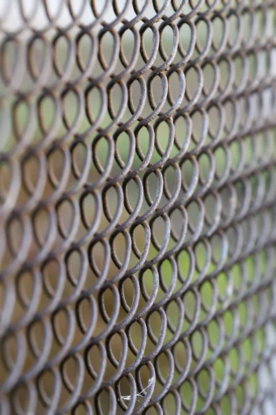 Tło w postaci metalowego ogrodzenia o oczkach. — Zdjęcie stockowe