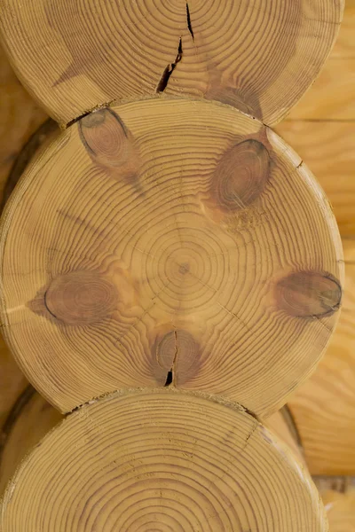 Textura troncos de pino cortados en una casa de troncos . —  Fotos de Stock