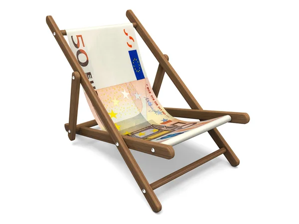 Deckchair with the euro banknote — Stock Photo, Image