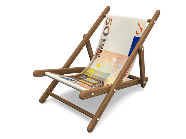 Deckchair with the euro banknote — Stock Photo, Image