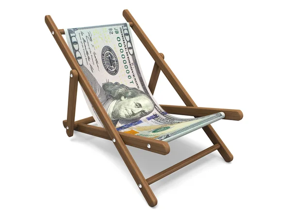 Chaise longue avec le billet en dollar — Photo