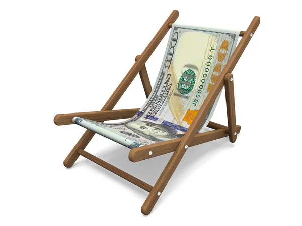 Tumbona con billete en dólares — Foto de Stock