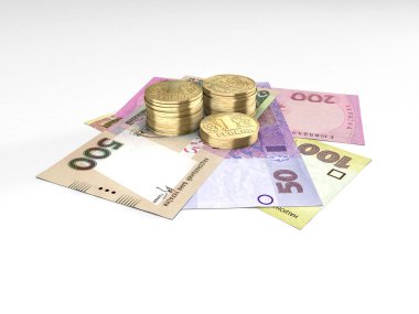 Sikke ve banknot Ukraynalı para ile kompozisyon