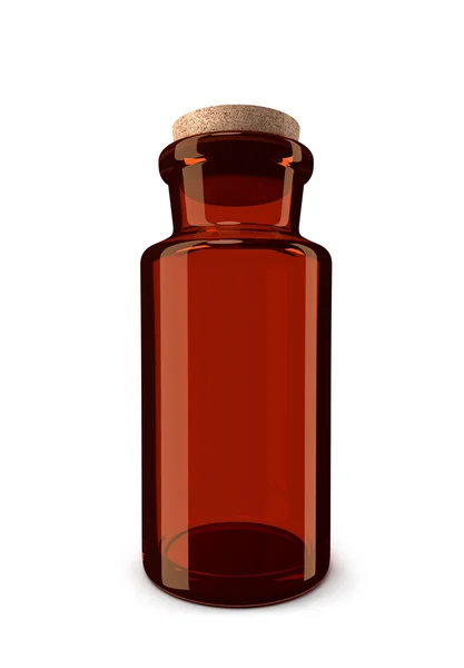 Frasco de farmacia de vidrio marrón aislado sobre fondo blanco — Foto de Stock