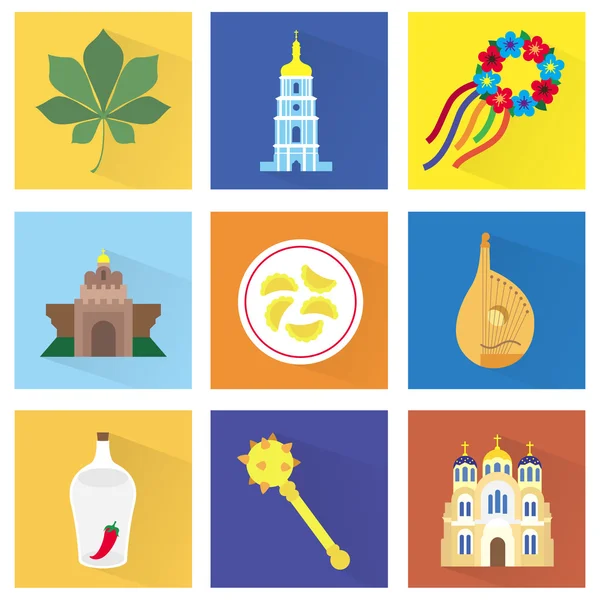 Iconos de la capital de Ucrania — Vector de stock
