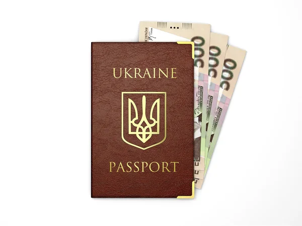 Pasaporte ucraniano con billetes de dinero ucraniano —  Fotos de Stock