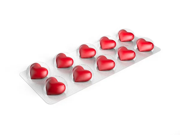 Heart pills in blister — Stock Photo, Image