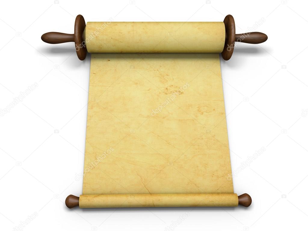 Antique scroll of parchment manuscript