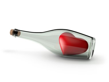 Heart in bottle isolated on white background